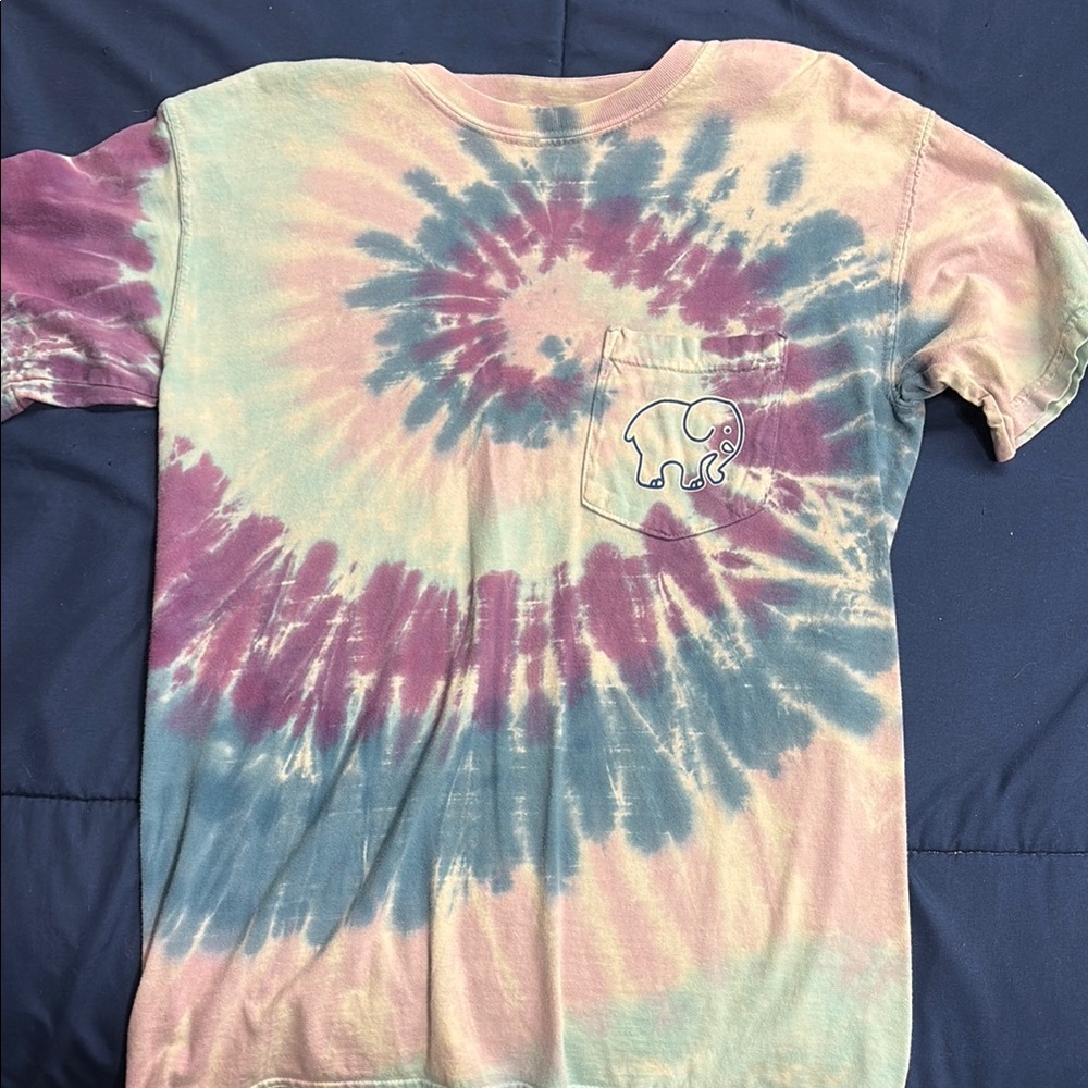 Ivory Ella Pink and Blue Short Sleeve Tie-Dye Tee